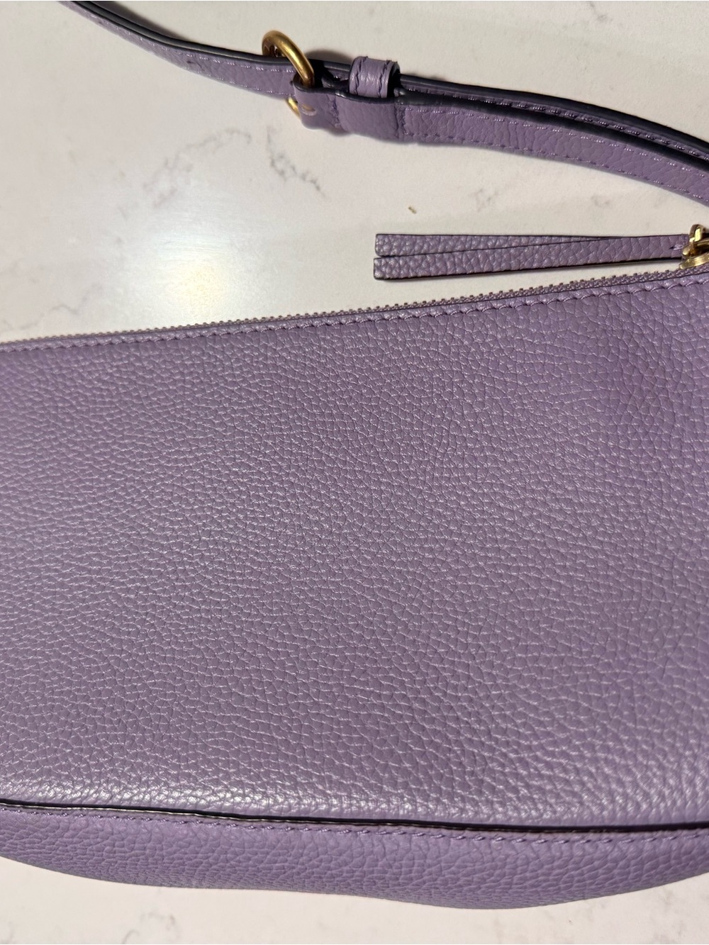 Tory Burch Lavender Leather Shoulder Pouch with Logo - Picture 7 of 13